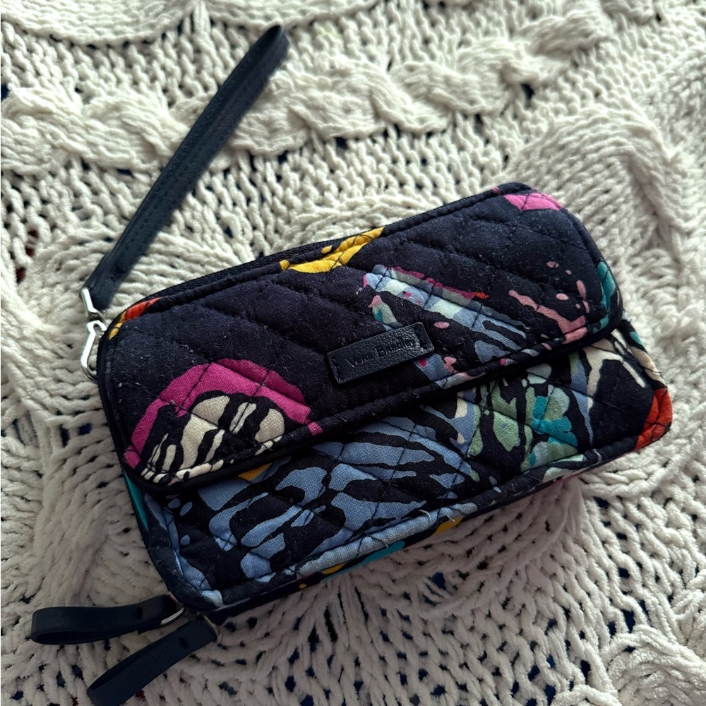Vera Bradley Navy Blue Quilted Wristlet - Retired Print